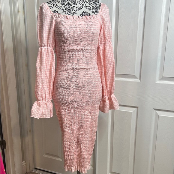 Pink Gingham Smocked Dress - Picture 1 of 4